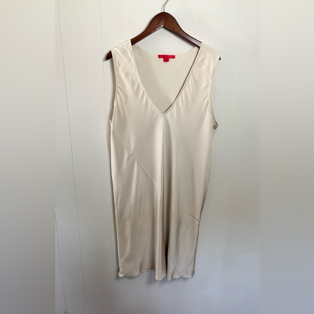 Shamask sleeveless 100% silk shift dress size 10/12/14 (2) v neck